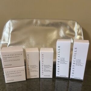 Chantecaille silver make up pouch + 6 samples